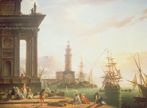 Een mediterrane havenscène, 1752